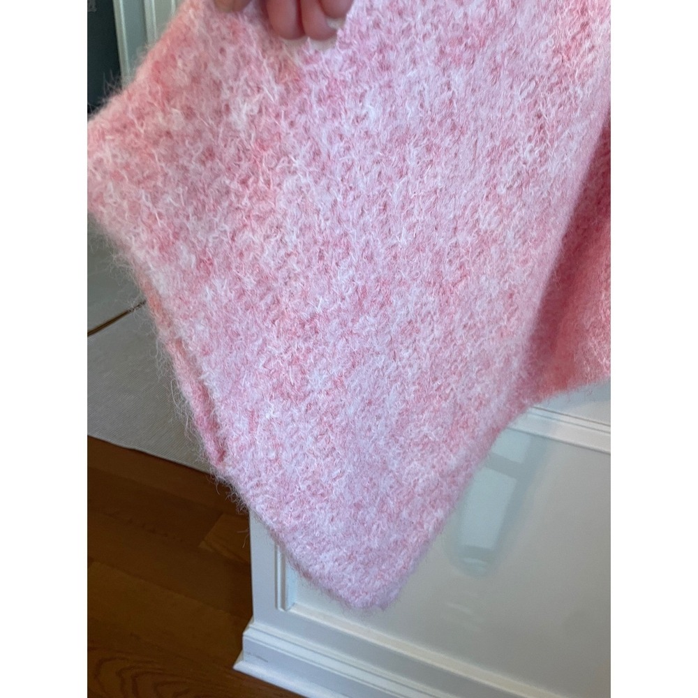 Anthropologie Funnel Neck Poncho Pullover‎ One Size Pink Fuzzy Oversize Cozy - Picture 10 of 10